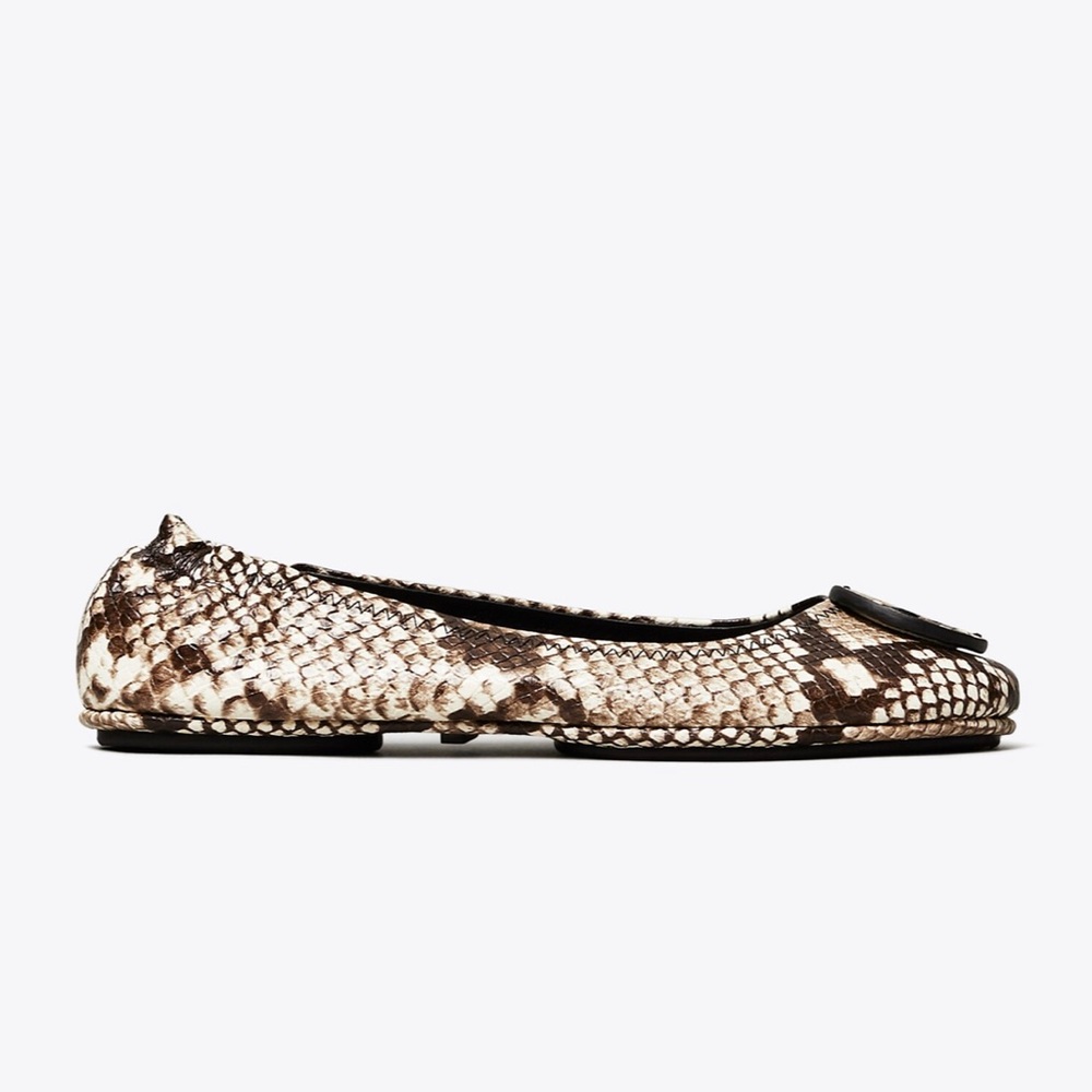 NIB Tory Burch Snake Embossed Leather Minnie Flats - Picture 4 of 5